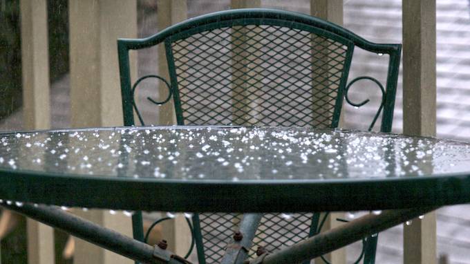 patio table in the rain