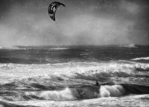 Kite Surfer in Black and White